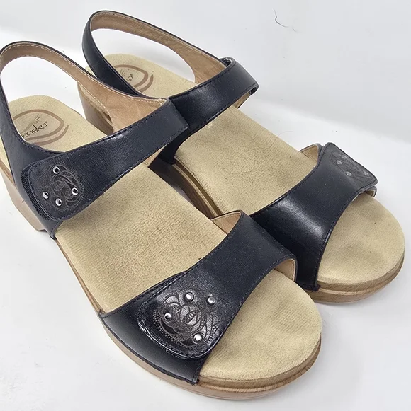 Dansko women eu 39 us 9 sonnet sandals shoes black leather strappy summer gorpco - Picture 4 of 11